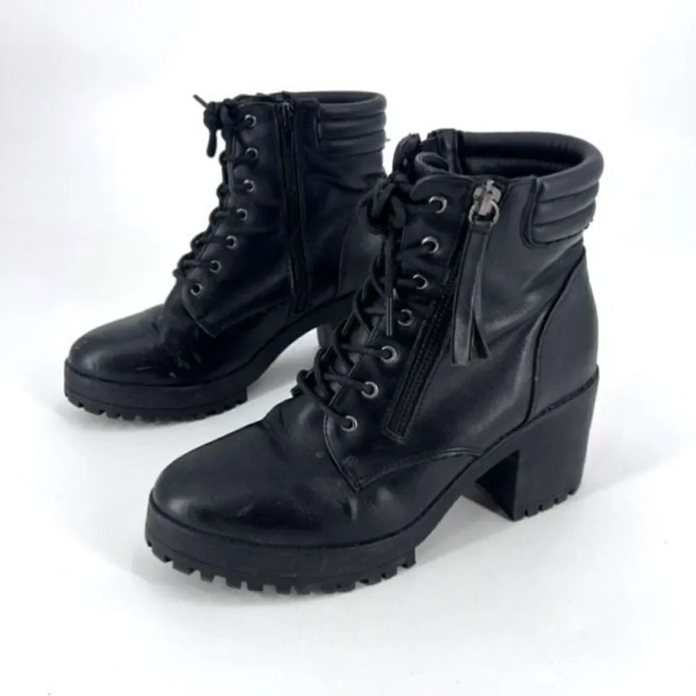 Truffle Collection Women's Faux Leather Round Toe Ankle Boots‎ Black Size 7.5